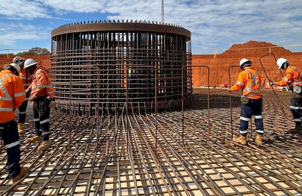 Concrete reinforcing, Reo bar, Mt Weld project by Plascorp, Western Australia